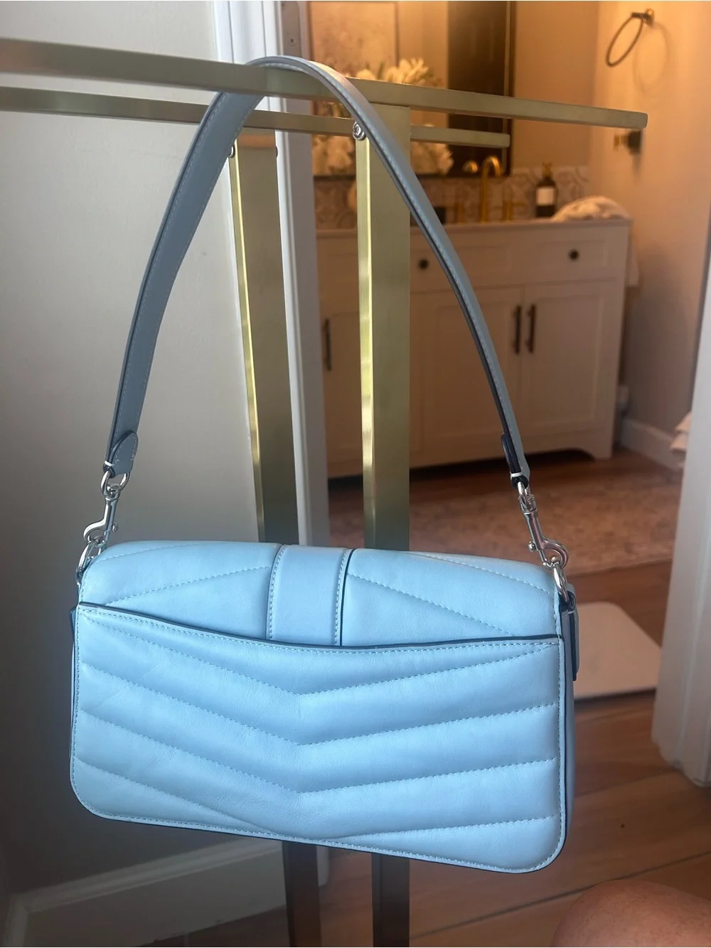 COACH Baby Blue Quilted Shoulder Bag